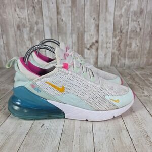 Nike Air Max 270 White Teal‎ Pink Yellow Women's Running Shoes Sneakers 7.5